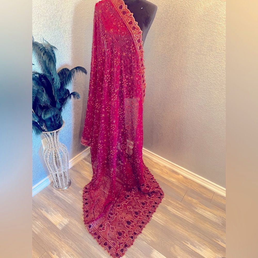 Red bridal dress - 3 piece Pakistani/Indian dress. Lengha with blouse